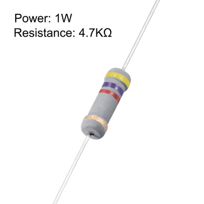 Harfington Uxcell 100pcs Carbon Film Resistors 4.7k Ohm 1W 5%Tolerances 4 Color Bands