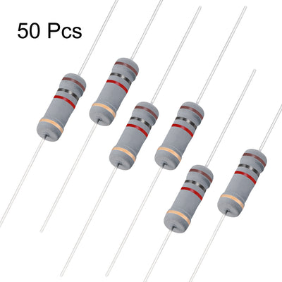 Harfington Uxcell 50pcs 2W 1K Ohm Carbon Film Resistor 5% Tolerance 4 Color Bands