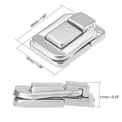 Harfington Uxcell Toggle Latch, 48mm Retro Style Silver Tone Decorative Hasp Jewelry Suitcase Box Catch w Screws