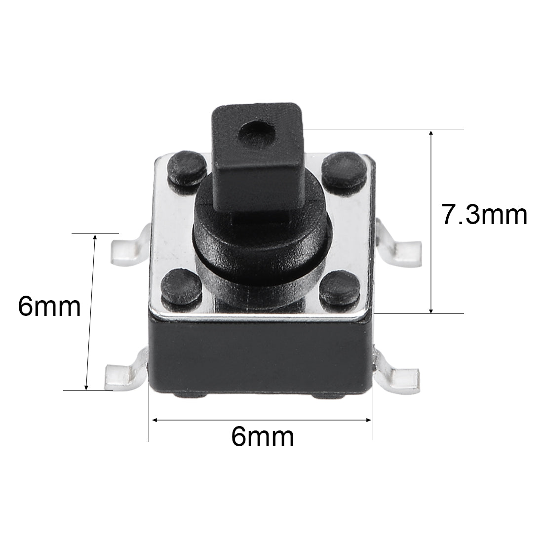 uxcell Uxcell 6x6x7.3mm Momentary Panel PCB Surface Mounted Devices SMT Mount 4 Pins Push Button SPST Tactile Tact Switch 5PCS