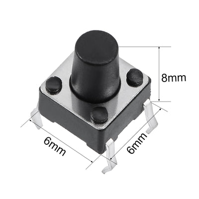 Harfington Uxcell 6x6x8mm Panel Mini/Micro/Small PCB Momentary Tactile Tact Push Button Switch DIP 50PCS