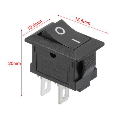 Harfington Uxcell AC 125V/6A 250V/3A SPST 2 Terminal 2 Position On/Off Boat Rocker Switch Black 10PCS