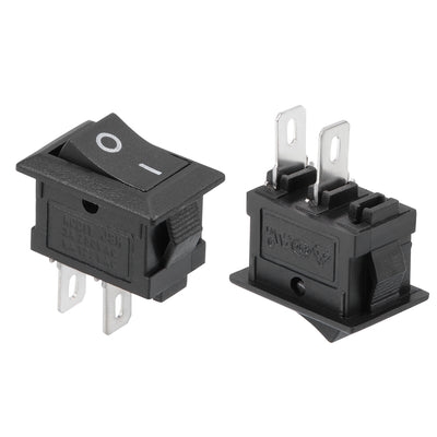 Harfington Uxcell AC 125V/6A 250V/3A SPST 2 Terminal 2 Position On/Off Boat Rocker Switch Black 10PCS