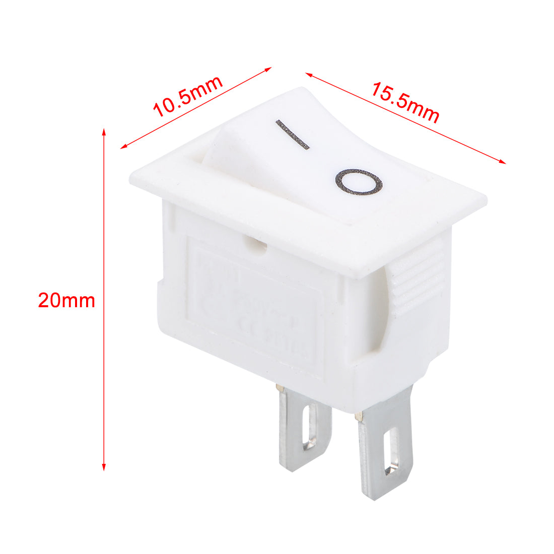 uxcell Uxcell AC 125V/6A 250V/3A SPST 2 Terminal 2 Position On/Off Boat Rocker Switch White 5PCS