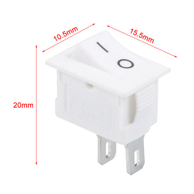 Harfington Uxcell AC 125V/6A 250V/3A SPST 2 Terminal 2 Position On/Off Boat Rocker Switch White 5PCS