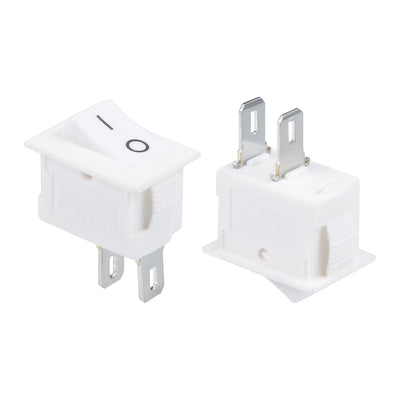 Harfington Uxcell AC 125V/6A 250V/3A SPST 2 Terminal 2 Position On/Off Boat Rocker Switch White 5PCS