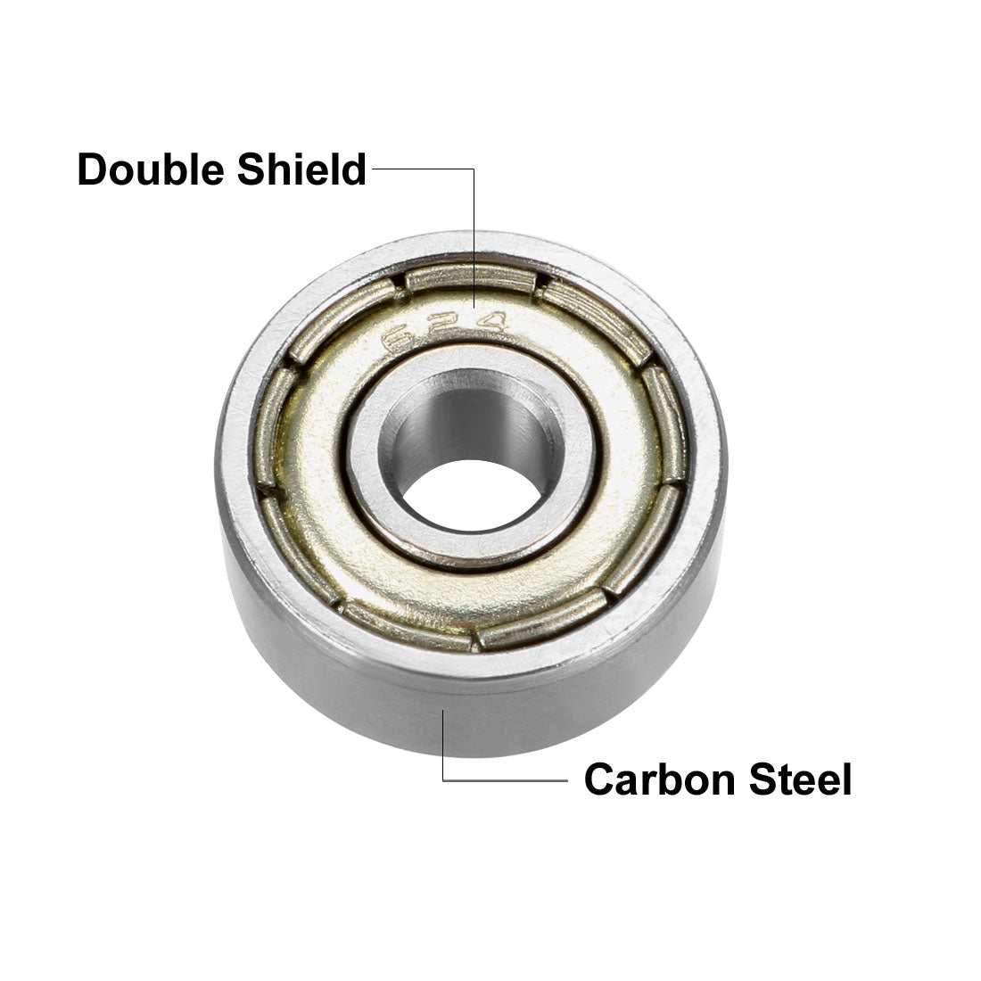 uxcell Uxcell Deep Groove Ball Bearing 624ZZ Double Shield, 4 x 13 x 5mm Carbon Steel Bearings, 1pcs