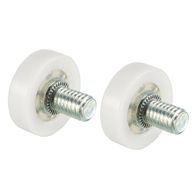 Harfington Uxcell 2pcs 19x6x1mm Roller Idler Bearing Pulley Sliding Conveyor Wheel Threaded Rod M6*8 white