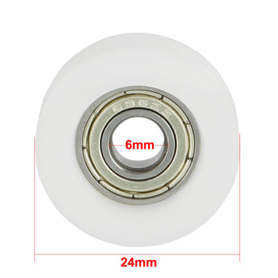 Harfington Uxcell 3mm Deep Metal V Groove Guide Bearing Pulley Rail Ball Wheel 6x24x9mm