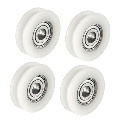 Harfington Uxcell 4pcs 1.8mm Deep Metal V Groove Guide Bearing Pulley Rail Ball Wheel 5x24x7mm