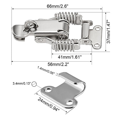 Harfington Uxcell 201 Stainless Steel Spring Loaded Toggle Latch Catch Clamp 66mm