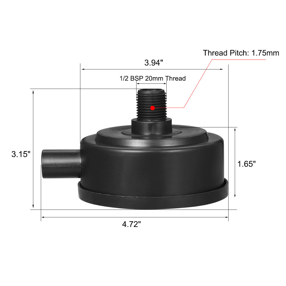 uxcell Uxcell 2pcs Air Filter Silencer, 1/2 BSP 20mm Thread, 3.15" Height, 4.72" Diameter