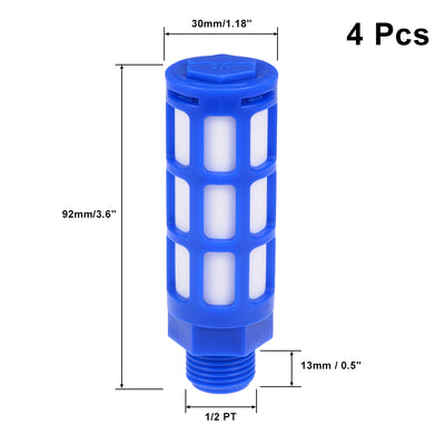 Harfington Uxcell 4 Stücke plastische Pneumatische Endschalldämpfer Schalldämpfer 1/2 PT Blau DE de