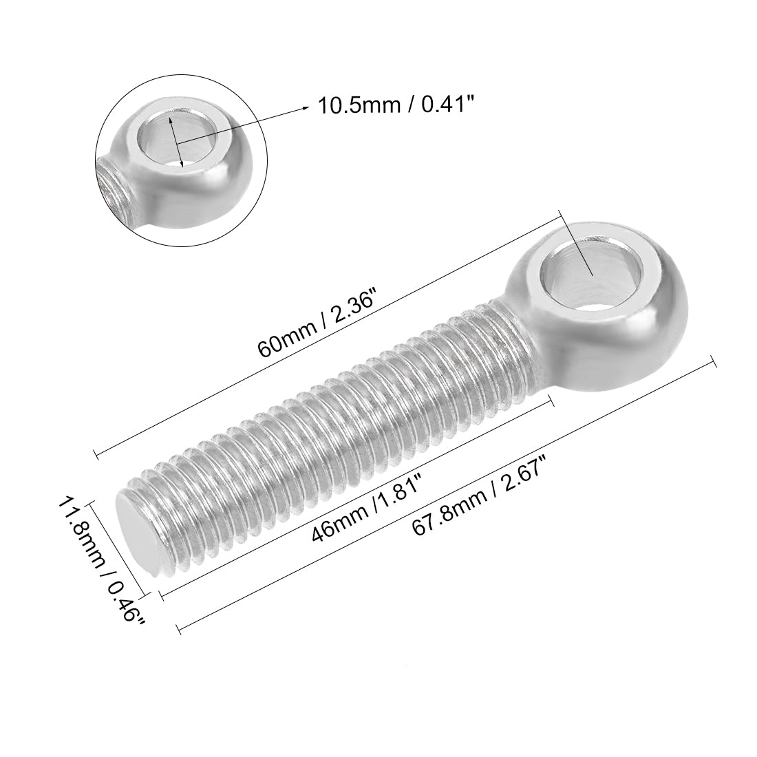 uxcell Uxcell M x mm 304 Stainless Steel Machine Lift Eye Bolt Rigging 10pcs