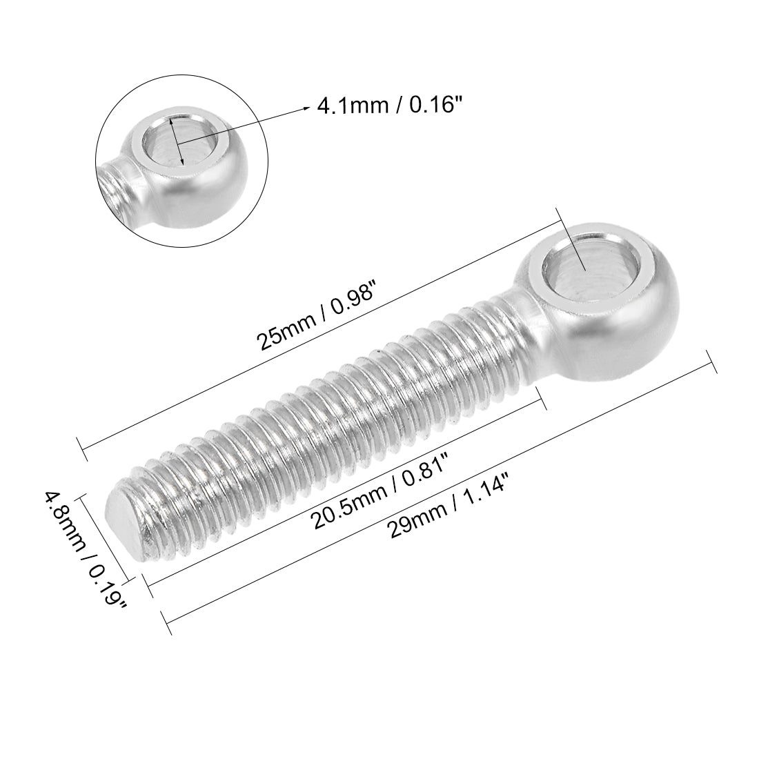 uxcell Uxcell M x mm 304 Stainless Steel Machine Lift Eye Bolt Rigging 10pcs