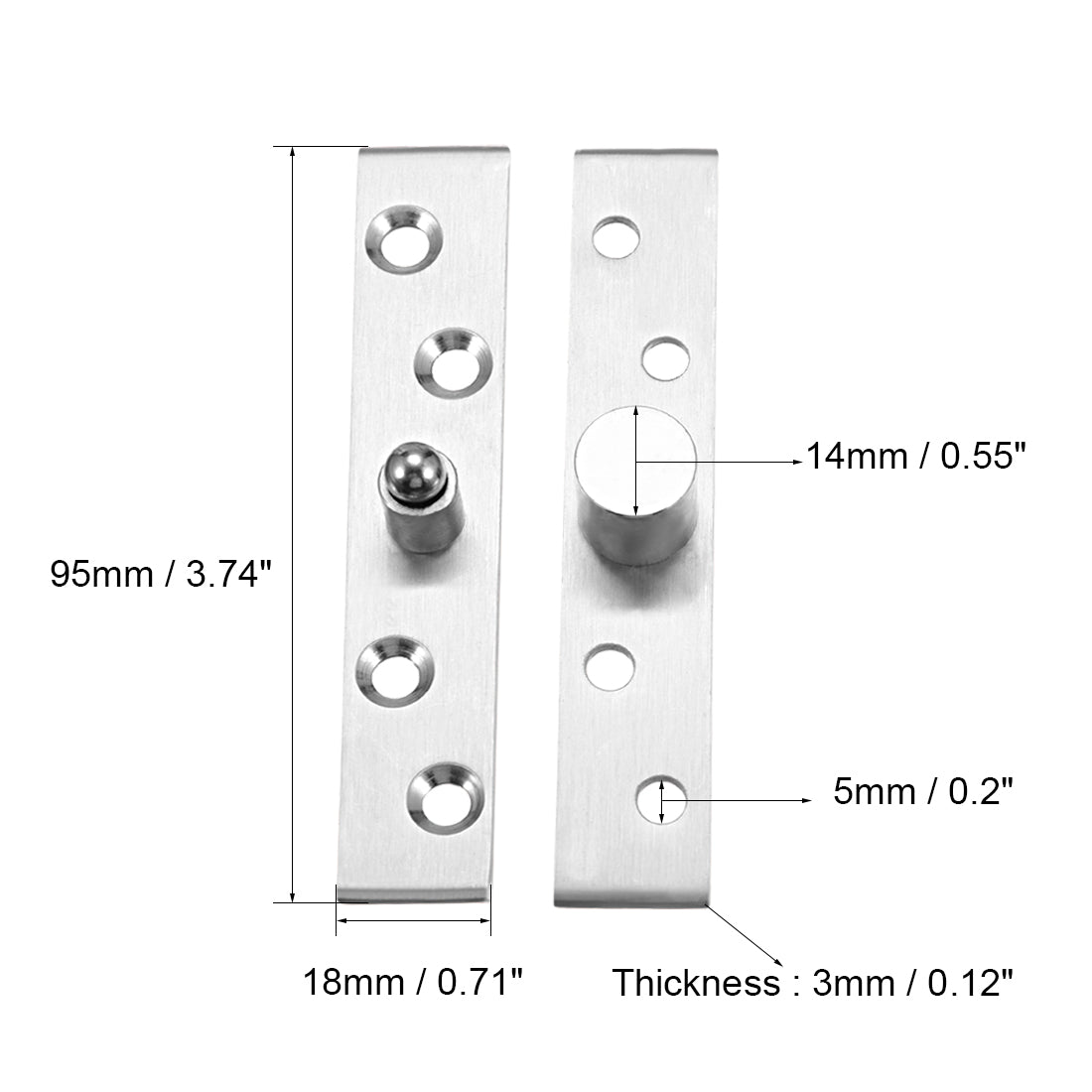 uxcell Uxcell 4 Sets Stainless Steel 360 Degree Door Pivot Hinge 95 x 18mm