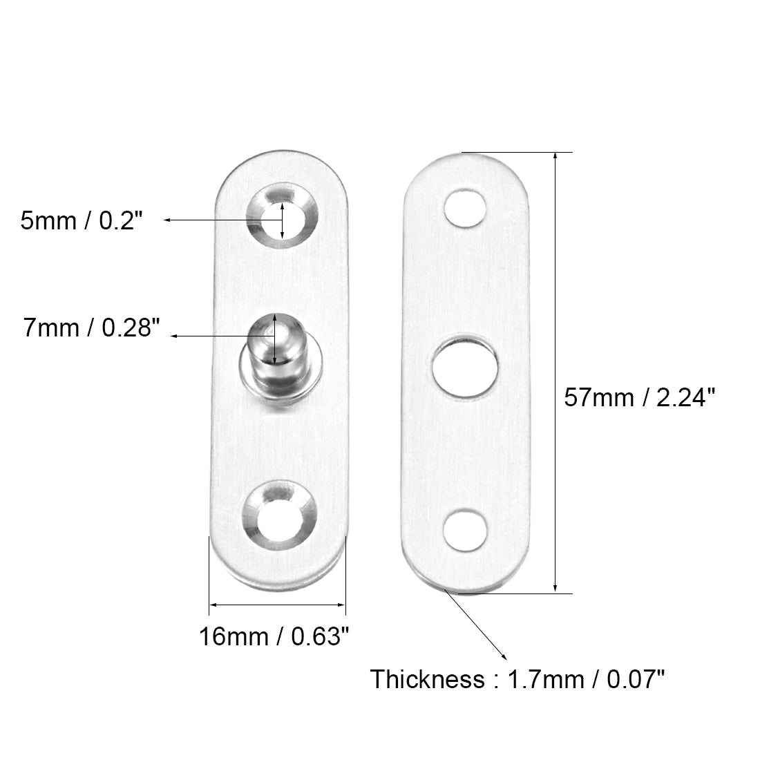 uxcell Uxcell 2 Sets Stainless Steel 360 Degree Rotating Door Pivot Hinge 57mm x 16mm