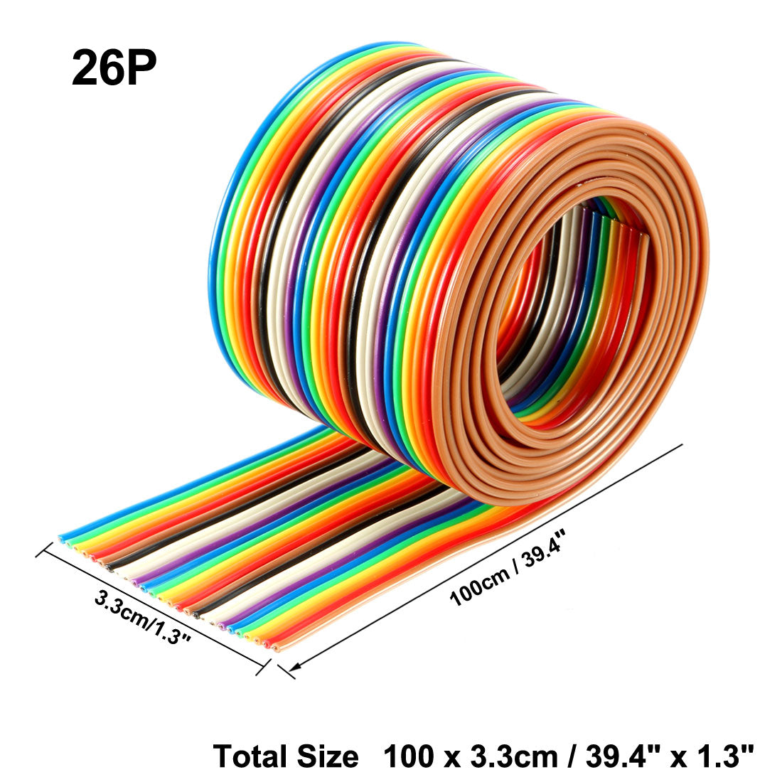 uxcell Uxcell Flat Ribbon Cable 26P Rainbow IDC Wire 1.27mm Pitch 1 Meters Long