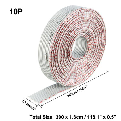 Harfington Uxcell Flat Ribbon Cable 10P Gray Wire 1.27mm Pitch 3 Meters Long