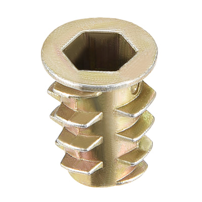 Harfington Uxcell Threaded Insert Nuts Zinc Alloy Hex Socket M6 Internal Threads 14mm Length 30pcs