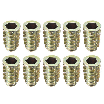 uxcell Uxcell Threaded Insert Nuts Zinc Alloy Hex Socket M8 Internal Threads 23mm Length 10pcs