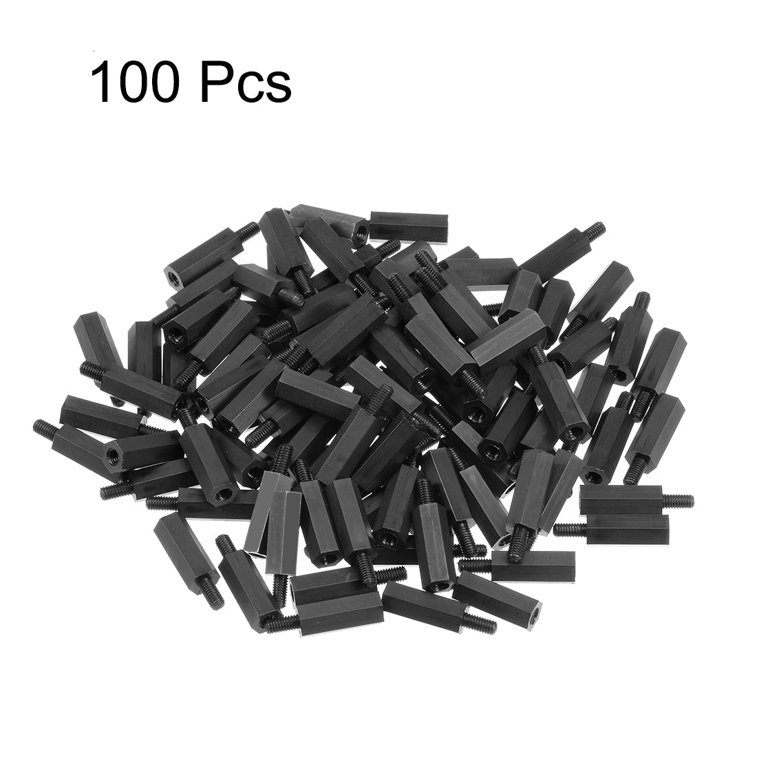 uxcell Uxcell 100pcs M3 15+6mm Male Female Thread Nylon Hex Standoff Spacer Screws PCB Pillar Black