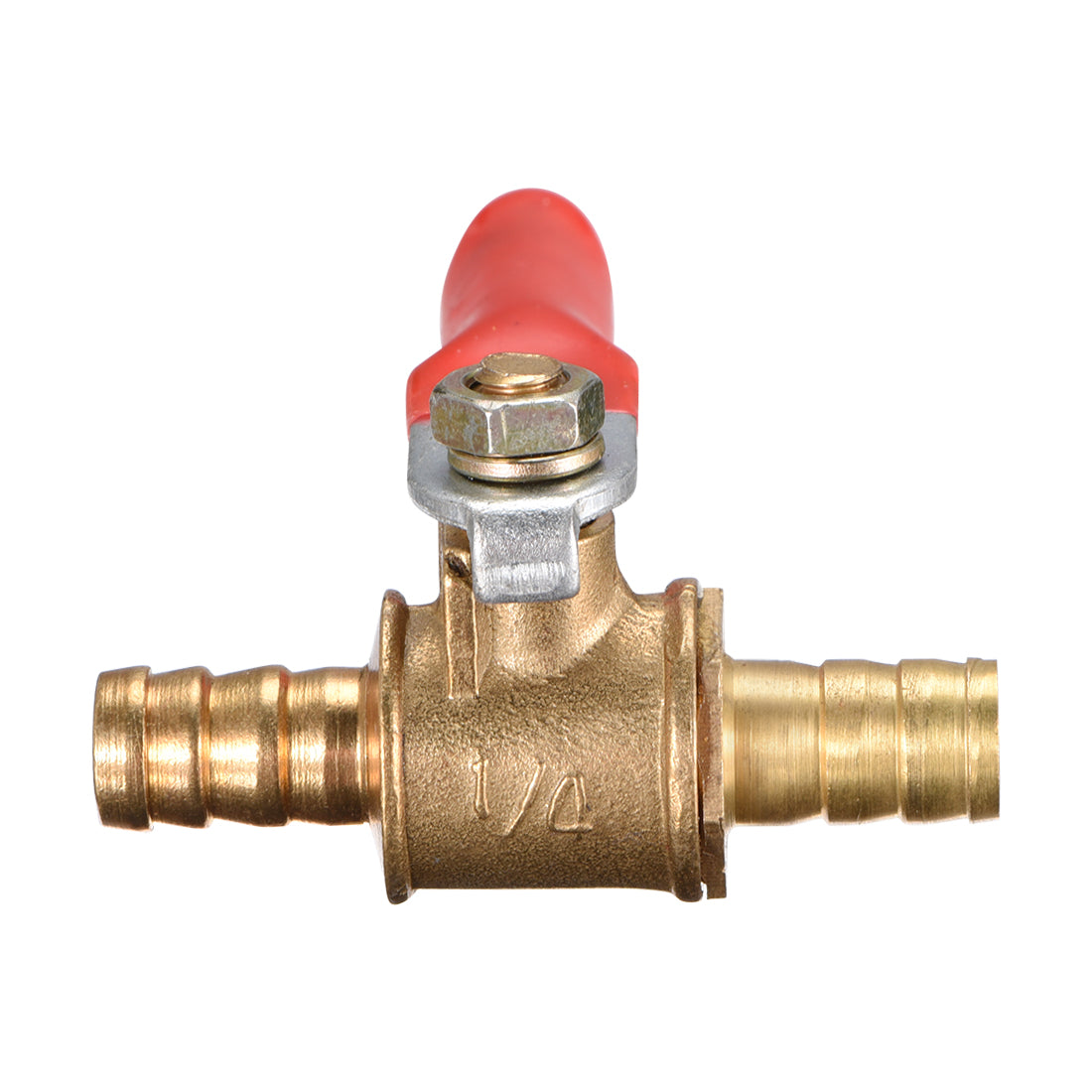 uxcell Uxcell 8mm Dia Air Compressor Dual Hose Barb Pressure Valve Switch Gold Tone Red