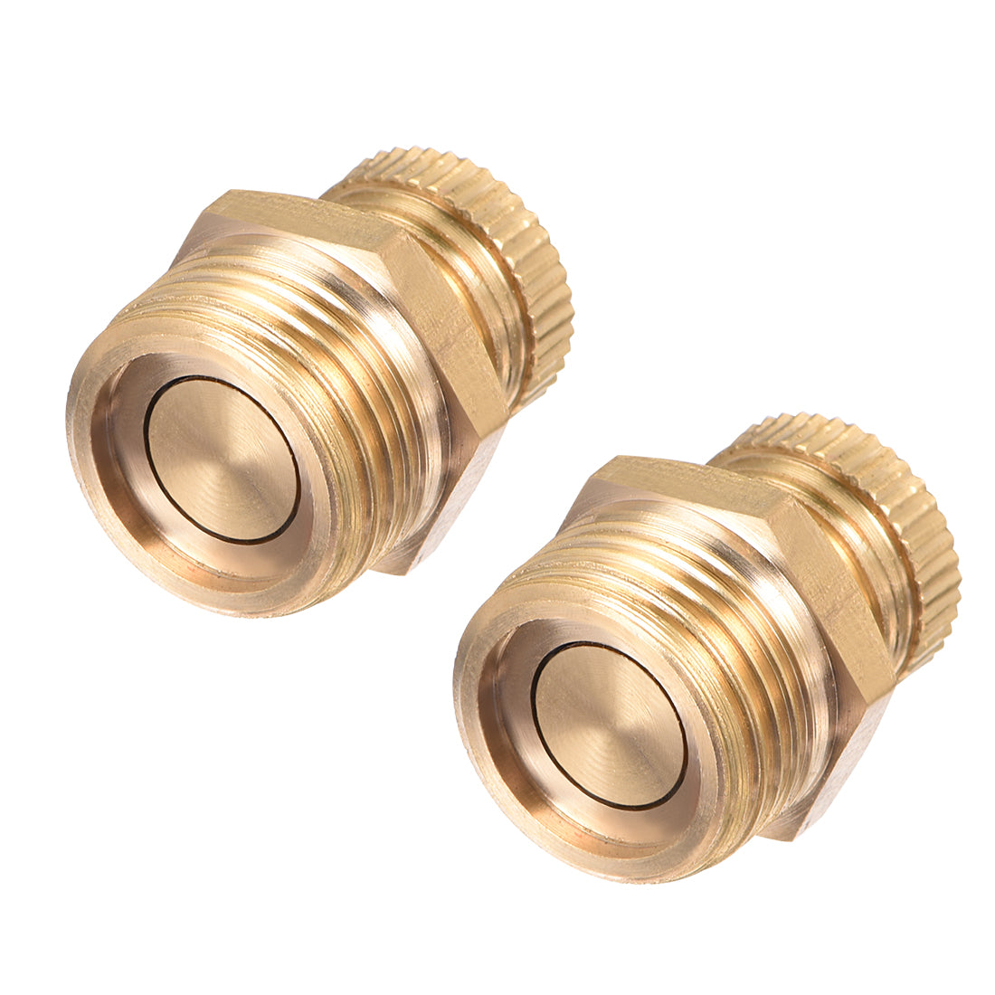 uxcell Uxcell 3/8BSP Male Thread Dia Air Compressor Part Brass Tone Security Water Drain Valve 2pcs