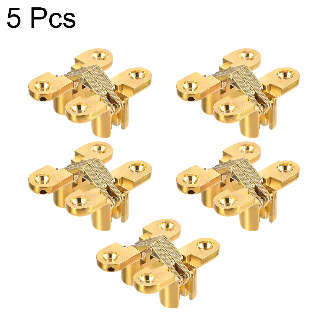 uxcell Uxcell 5pcs Invisible Concealed Cross Hinges Wooden Doors, Zinc Alloy, 43 x36x12mm