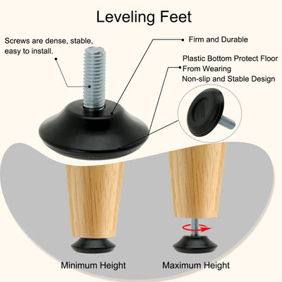 Harfington Uxcell M8 x 25 x 40mm Screw on Furniture Glide Leveling Feet Floor Protector Pad Adjuster for Cabinet Chair Leg 4pcs