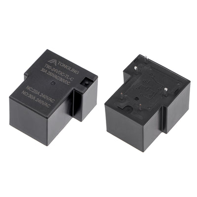 Harfington Uxcell 1 Pcs T90-24VDC-TL-C DC 24V Coil SPDT 5 Pin PCB Electromagnetic Power Relay Black