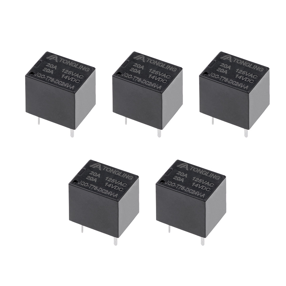 uxcell Uxcell 5 Pcs JQC-T78-DC24V-A DC 24V Coil SPST 4 Pin PCB Electromagnetic Power Relay Black