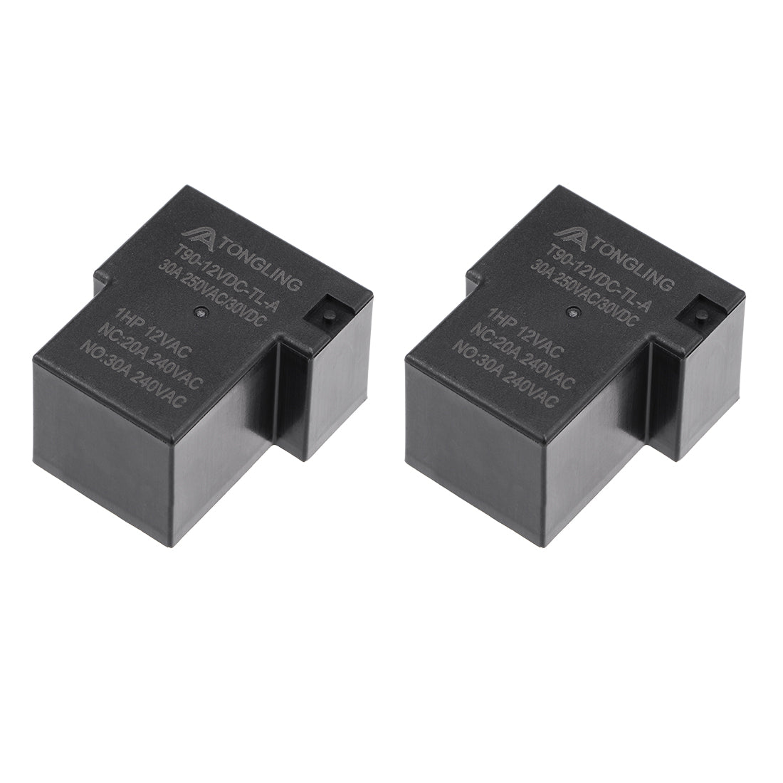 uxcell Uxcell 2 Pcs T90-12VDC-TL-A DC 12V Coil SPST 4 Pin PCB Electromagnetic Power Relay Black