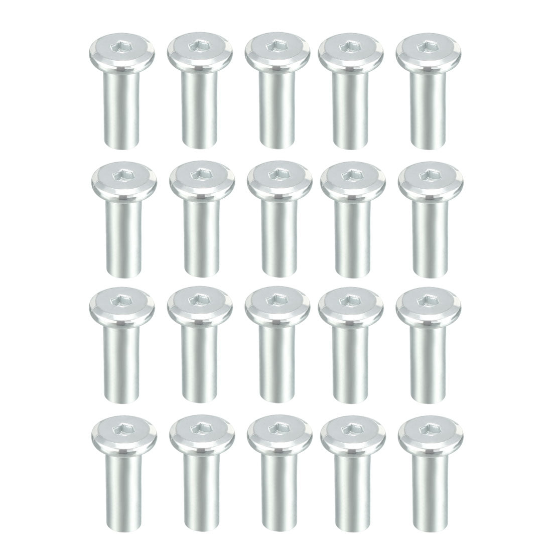 uxcell Uxcell M6x22mm Hex Socket Head Insert Nut Screw Post Sleeve Nut for Furniture 20pcs