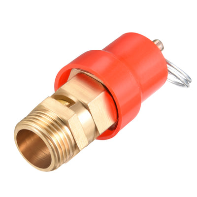 uxcell Uxcell Air Compressor Fittings Pressure Relief Valve 3/8 PT Thread 0.78Mpa Red