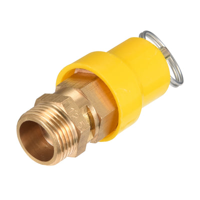 uxcell Uxcell Safety Valve Air Compressor Pressure Release Valve, G 3/8" Male, 1.22MPa Set Pressure, Yellow Hat, 1Pack