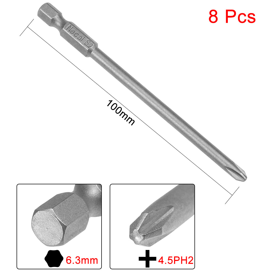 uxcell Uxcell 8 Pcs 4.5mm PH2 Magnetic Phillips Screwdriver Bits, 1/4 Inch Hex Shank 3.94-inch Length S2 Power Tool