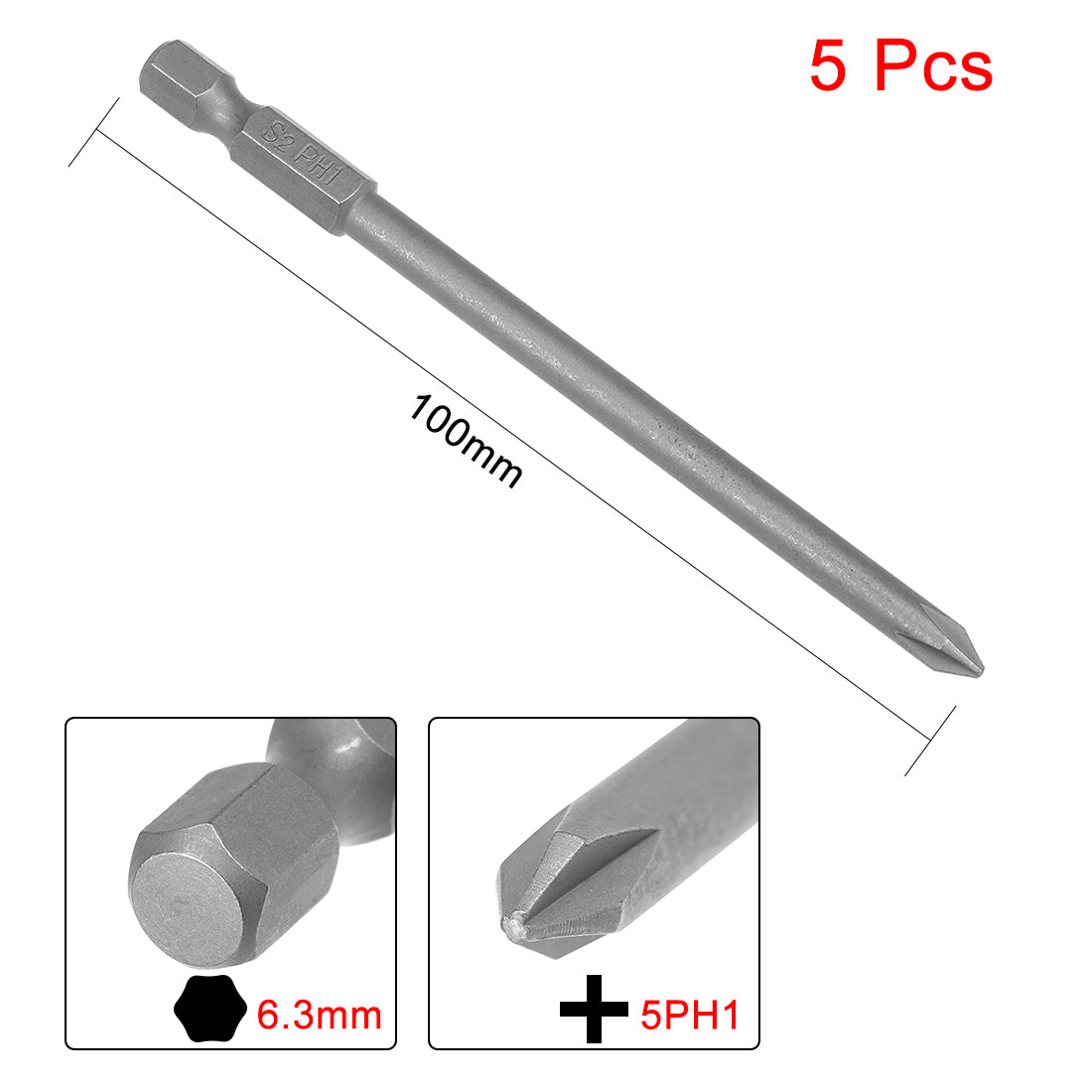 uxcell Uxcell Kreuz PH1 magnetischer S2 Schraubendreherbit H1 / 4 * 100 * 5PH1 5Pcs