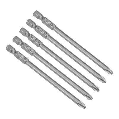 Harfington Uxcell 4 Pcs 5mm PH2 Magnetic Phillips Screwdriver Bits, 1/4 Inch Hex Shank 3.94-inch Length S2 Power Tool