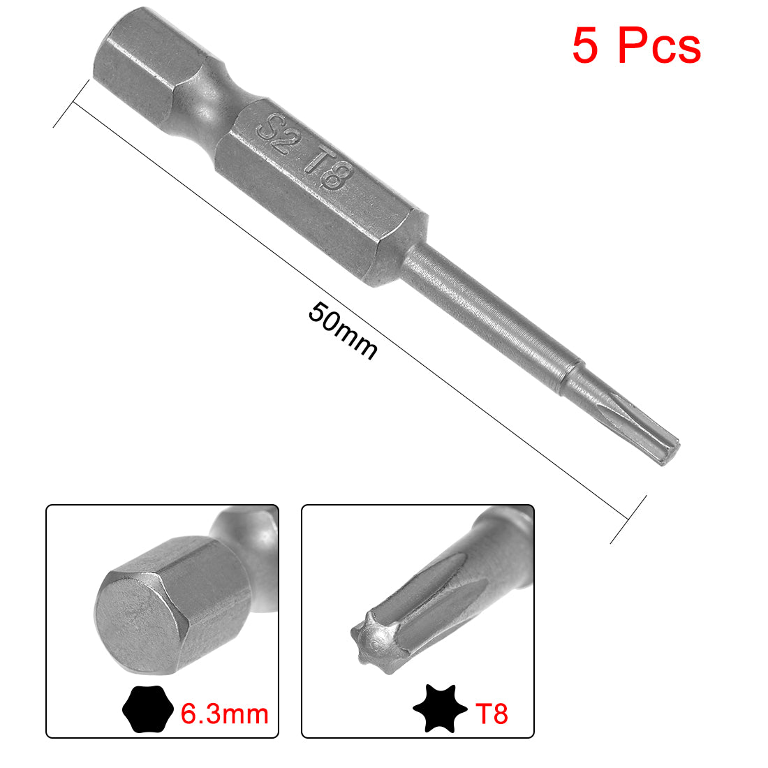 uxcell Uxcell Magnetic Torx Screwdriver Bits, Hex Shank S2 Steel Power Tool