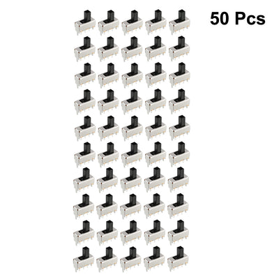 Harfington Uxcell 50Pcs 7mm Vertical Slide Switch SPDT 1P2T 3 Pins PCB Panel Latching