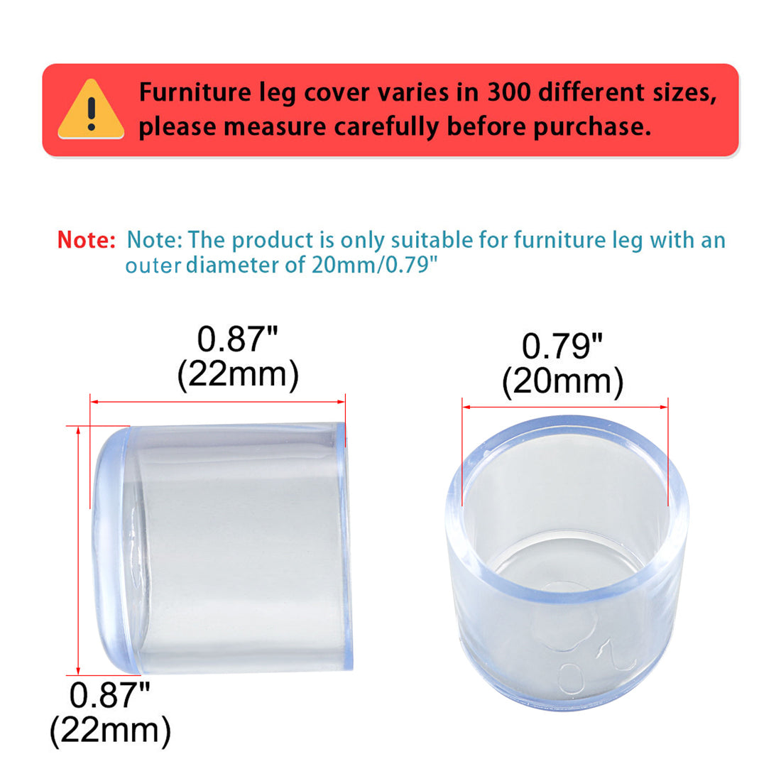 uxcell Uxcell Clear PVC Chair Leg Cap Table Pad Leg Cover Furniture Glide Floor Protector10pcs