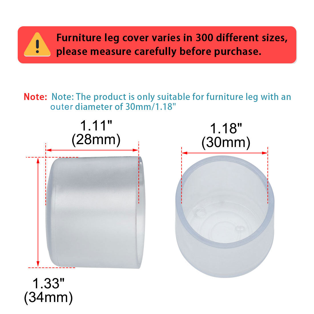 uxcell Uxcell Clear PVC Chair Leg Cap Table Pad Leg Cover Furniture Glide Floor Protector10pcs