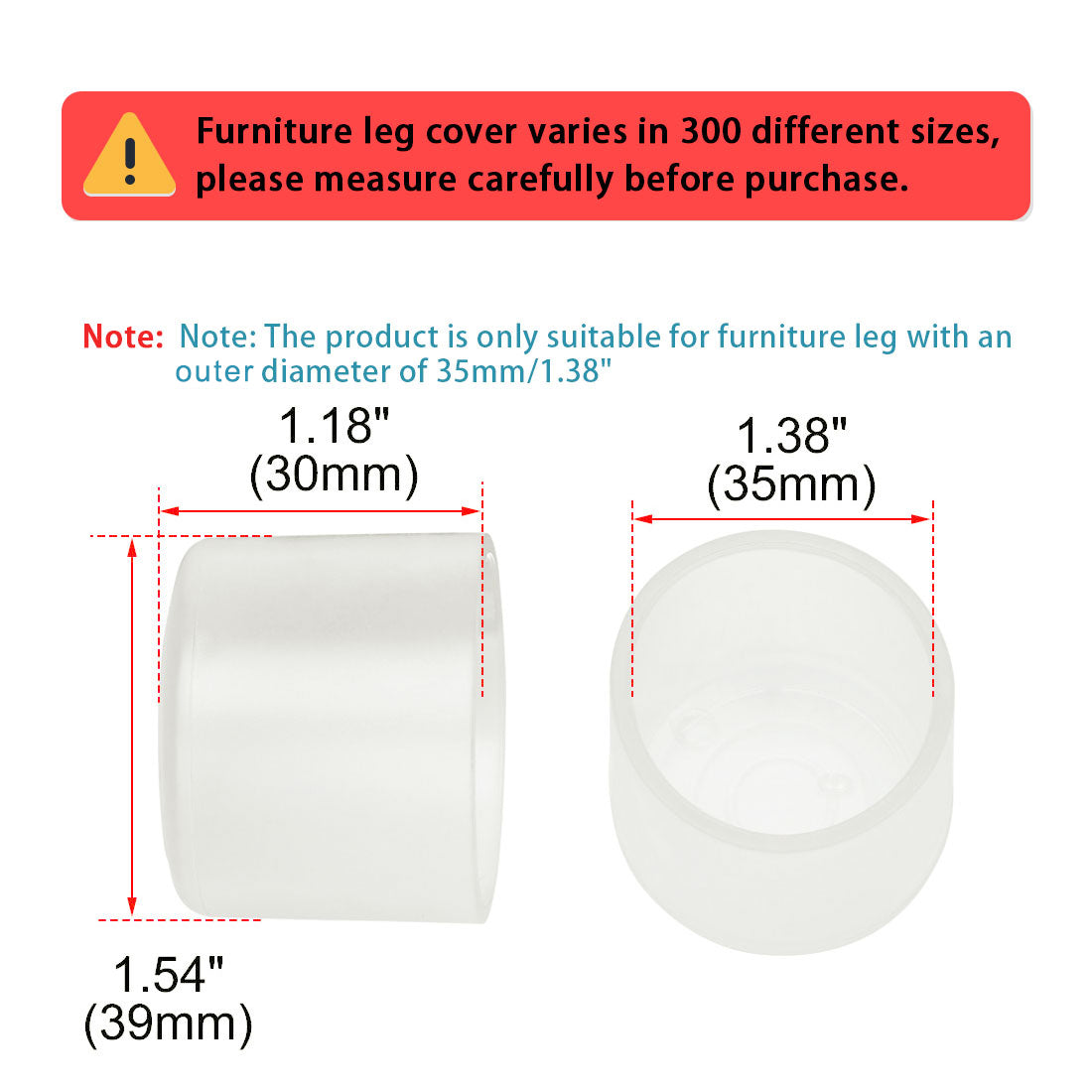 uxcell Uxcell Clear PVC Chair Leg Cap Table Pad Leg Cover Furniture Glide Floor Protector10pcs