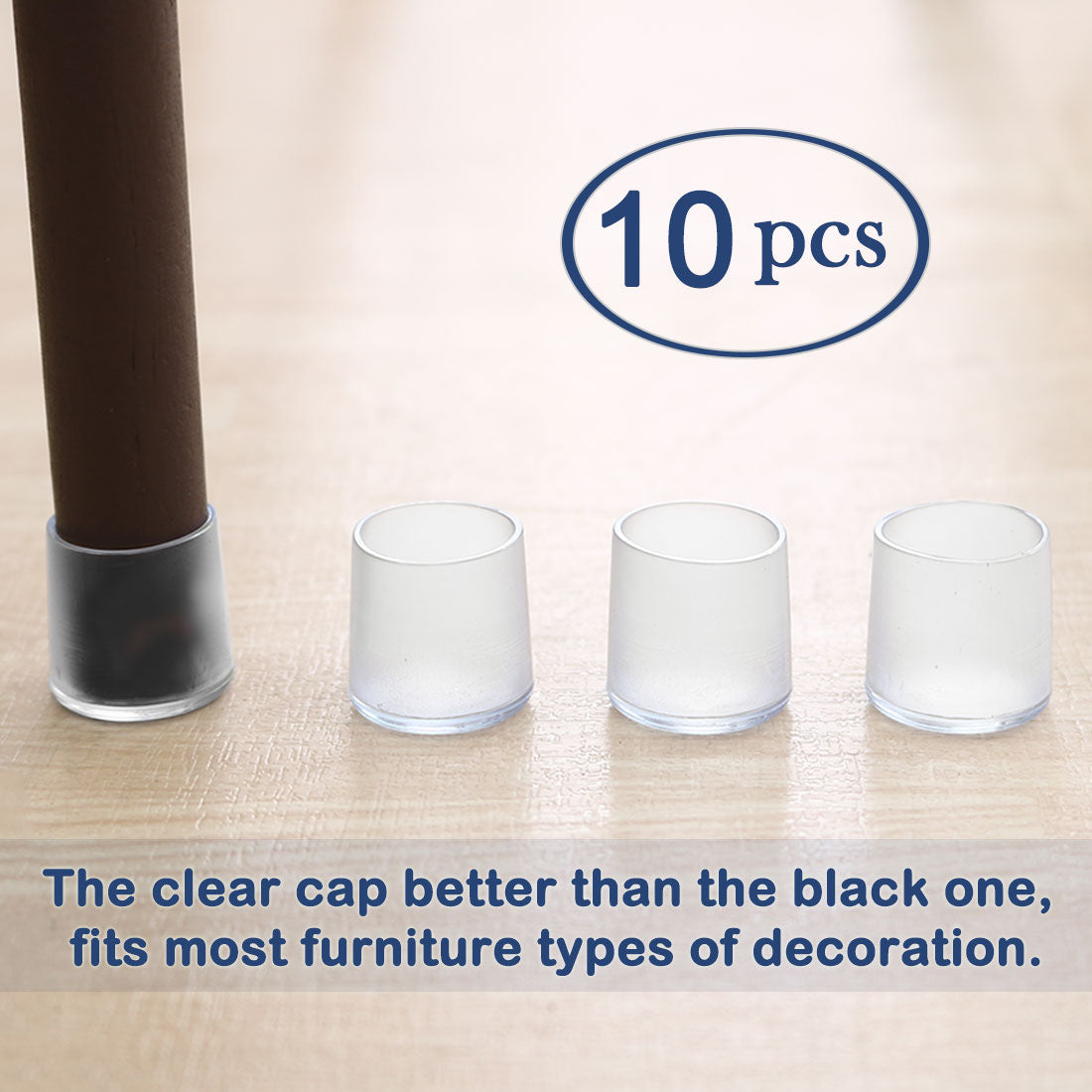 uxcell Uxcell Clear PVC Chair Leg Cap Table Pad Leg Cover Furniture Glide Floor Protector10pcs