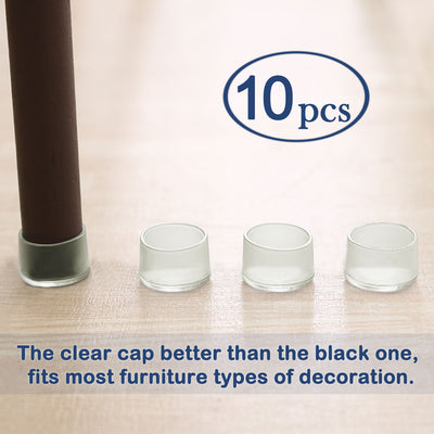 Harfington Uxcell Clear PVC Chair Leg Cap Table Pad Leg Cover Furniture Glide Floor Protector10pcs