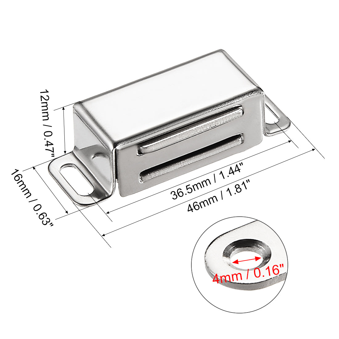 uxcell Uxcell 2Pcs Door Cabinet Magnetic Catch Magnet Latch Closure Stainless Steel 46mm Length