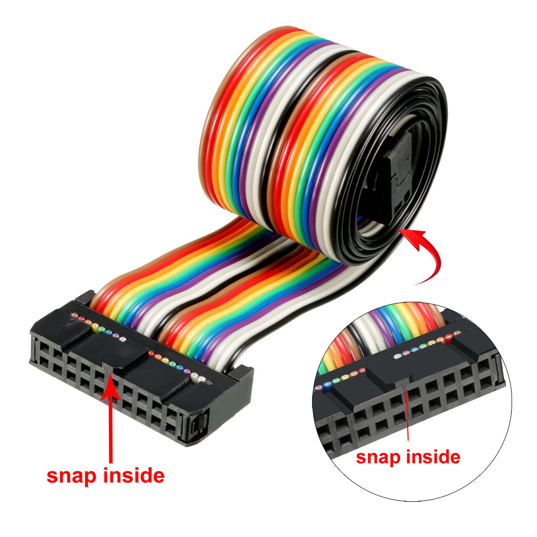 uxcell Uxcell IDC Rainbow Wire Flat Ribbon Cable 20 Pins 48cm Length 2.54mm Pitch 3pcs Type-B