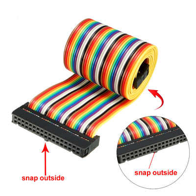 Harfington Uxcell IDC Rainbow Wire Flat Ribbon Cable 34 Pins 66cm Length 2.54mm Pitch Type-C