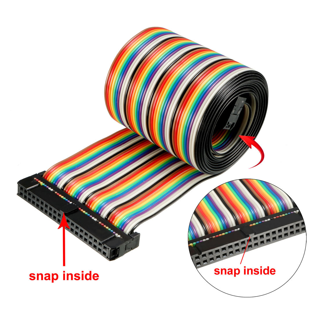 uxcell Uxcell IDC Rainbow Wire Flat Ribbon Cable 40 Pins 128cm Length 2.54mm Pitch Type-B